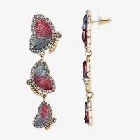 Mixit Spring Linear Womens Butterfly Drop Earrings