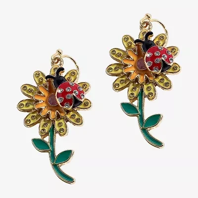 Mixit Spring Ladybug Womens Flower Drop Earrings