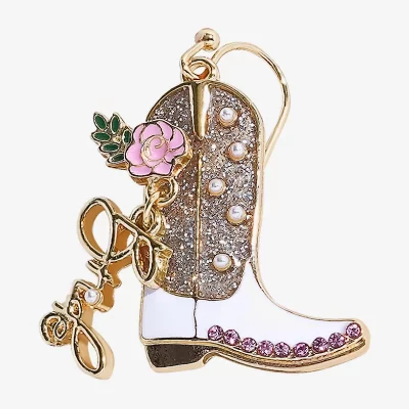 Mixit Bride Cowboy Boot Womens Flower Drop Earrings