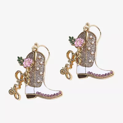 Mixit Bride Cowboy Boot Womens Flower Drop Earrings
