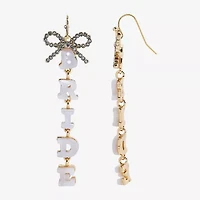 Mixit Bridal Linear Womens Bow Drop Earrings