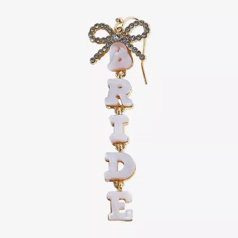 Mixit Bridal Linear Womens Bow Drop Earrings