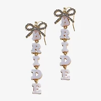 Mixit Bridal Linear Womens Bow Drop Earrings