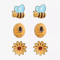 Mixit Spring Bee Hive Womens Flower 3 Pair Earring Set