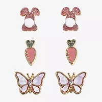 Mixit Easter Bunny Carrot Womens Butterfly 3 Pair Earring Set