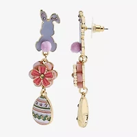 Mixit Easter Egg Bunny Womens Flower Drop Earrings