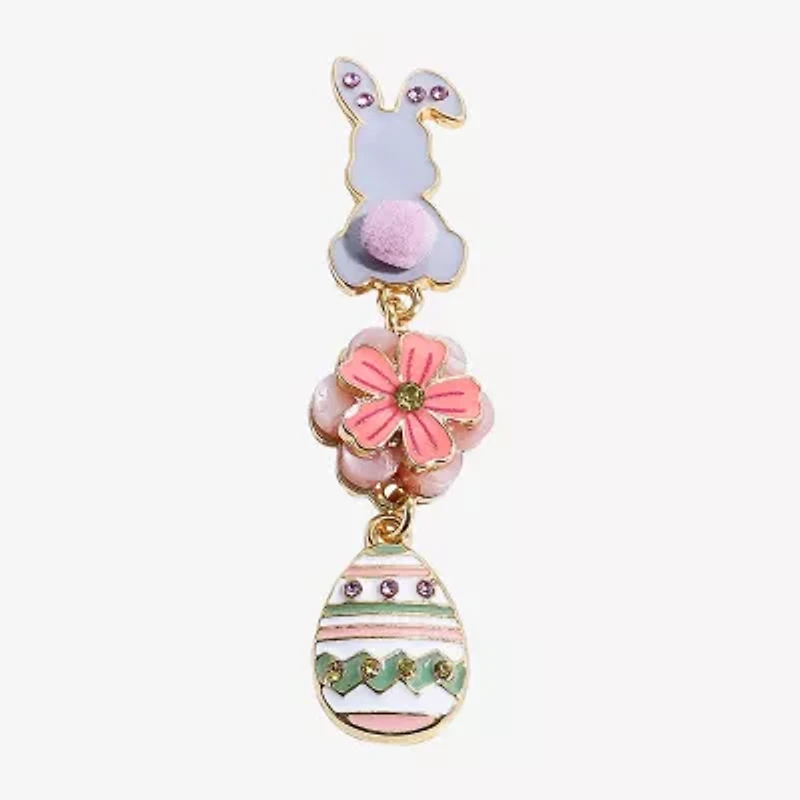 Mixit Easter Egg Bunny Womens Flower Drop Earrings
