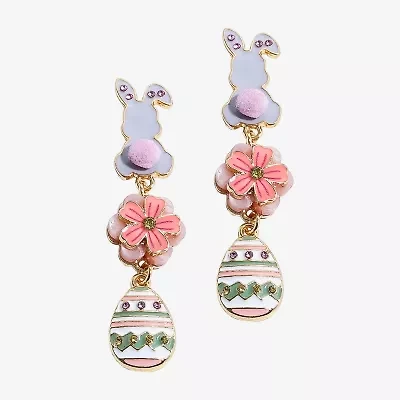 Mixit Easter Egg Bunny Womens Flower Drop Earrings