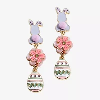 Mixit Easter Egg Bunny Womens Flower Drop Earrings