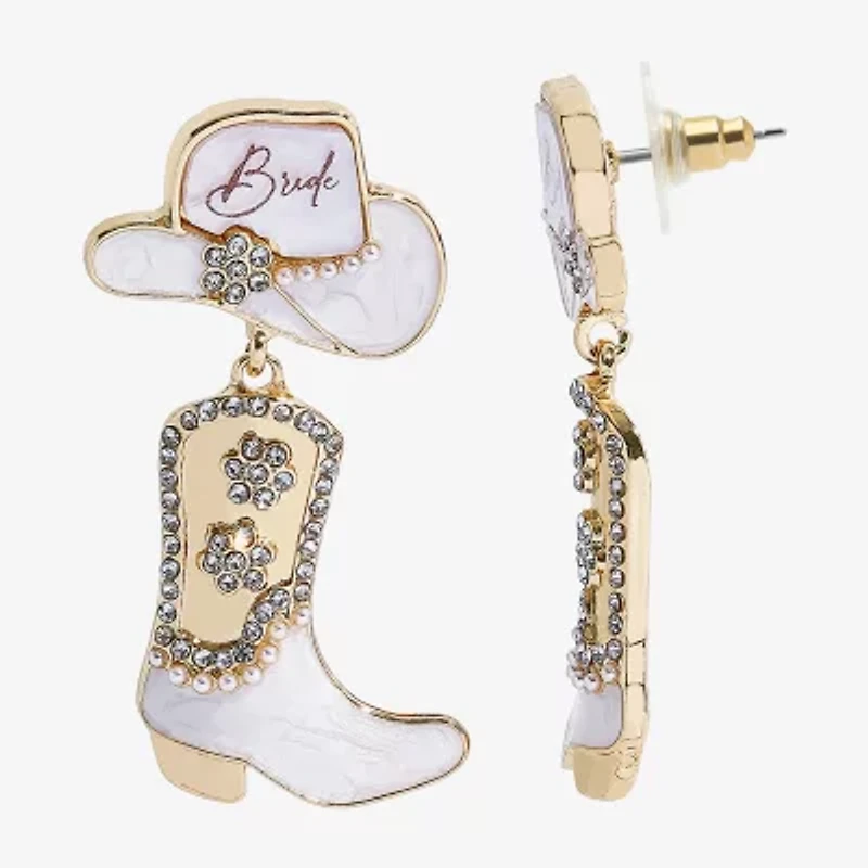 Mixit Bride Cowboy Hat & Boot Womens Drop Earrings