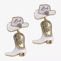 Mixit Bride Cowboy Hat & Boot Womens Drop Earrings