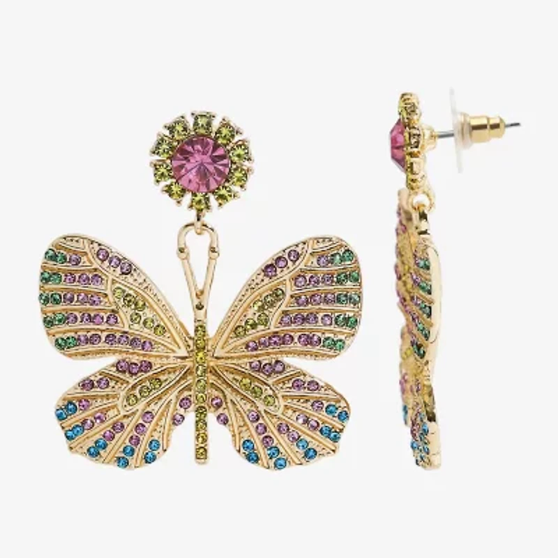 Mixit Spring Womens Butterfly Drop Earrings