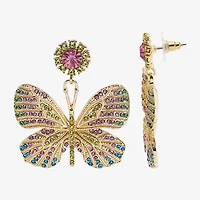 Mixit Spring Womens Butterfly Drop Earrings