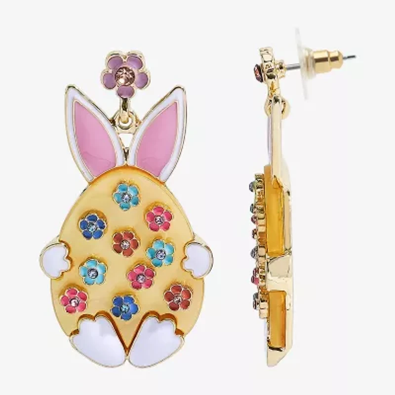 Mixit Easter Egg Bunny Womens Flower Drop Earrings