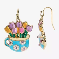 Mixit Spring Tulip Pot Womens Flower Drop Earrings