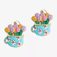 Mixit Spring Tulip Pot Womens Flower Drop Earrings