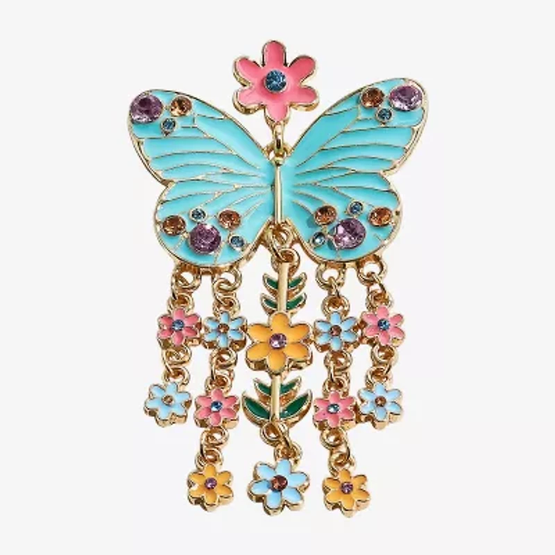 Mixit Spring Tassel Womens Butterfly Flower Drop Earrings