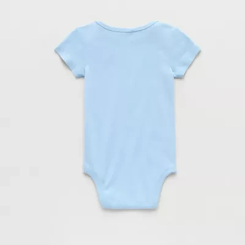 Okie Dokie Baby Boys Round Neck Short Sleeve Rib Bodysuit