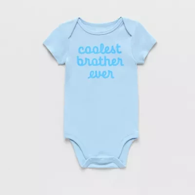 Okie Dokie Baby Boys Round Neck Short Sleeve Rib Bodysuit
