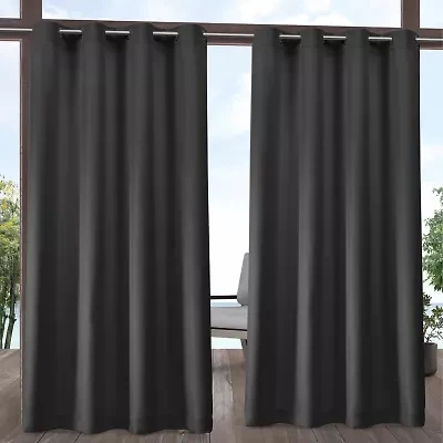 Exclusive Home Curtains Solid Grommet Top Light-Filtering Set of 2 Outdoor Curtain Panel
