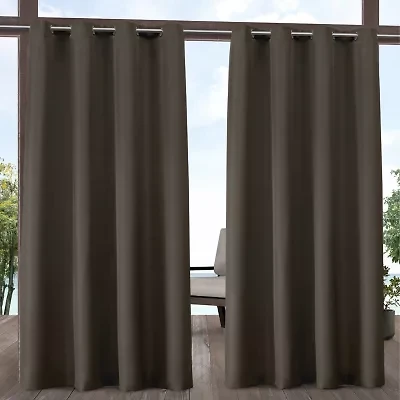 Exclusive Home Curtains Solid Grommet Top Light-Filtering Set of 2 Outdoor Curtain Panel