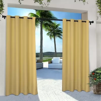 Exclusive Home Curtains Solid Grommet Top Light-Filtering Set of 2 Outdoor Curtain Panel