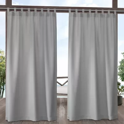Exclusive Home Curtains Solid Tab Top Light-Filtering Set of 2 Outdoor Curtain Panel