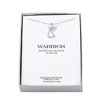 Diamond Accent "Warrior" Womens Diamond Accent Natural White Diamond Sterling Silver Angel 18 Inch Pendant Necklace