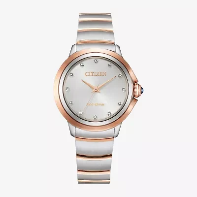 Citizen Ceci Womens Diamond Accent Two Tone Stainless Steel Bracelet Watch Em0956-54a