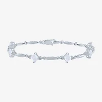 Womens Lab Created White Opal Sterling Silver Tennis Bracelet