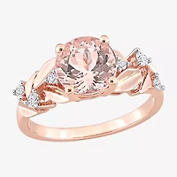 Womens Genuine Pink Morganite 10K Rose Gold Cocktail Ring