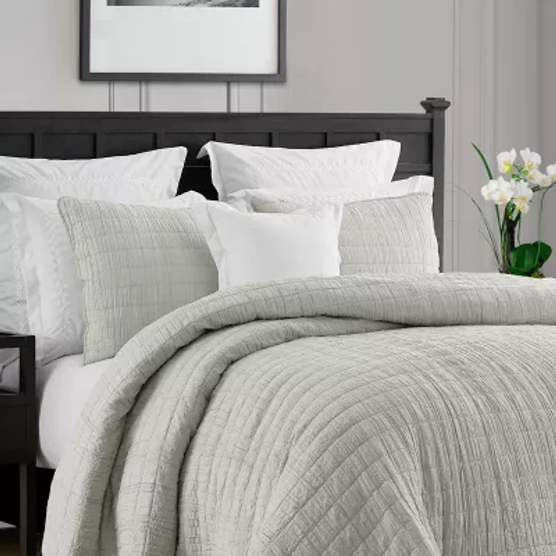 Swift Home Lightweight Oversized Enzyme Washed Crinkle Quilt Coverlet Bedspread Set