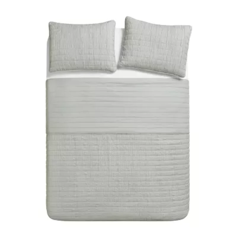 Swift Home Lightweight Oversized Enzyme Washed Crinkle Quilt Coverlet Bedspread Set