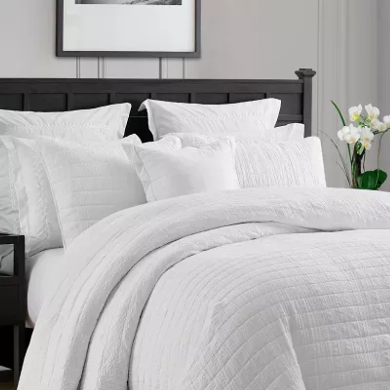 Swift Home Lightweight Oversized Enzyme Washed Crinkle Quilt Coverlet Bedspread Set