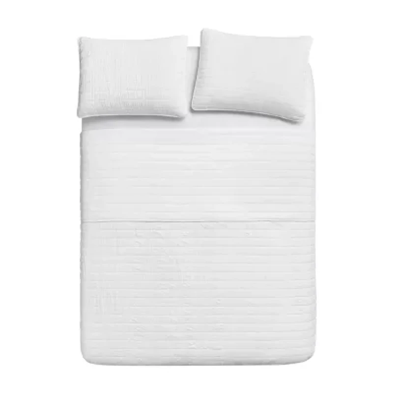 Swift Home Lightweight Oversized Enzyme Washed Crinkle Quilt Coverlet Bedspread Set