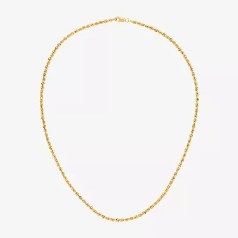14K Gold 16 - 30 Inch Semi-Solid Sparkle Rope Chain Necklace