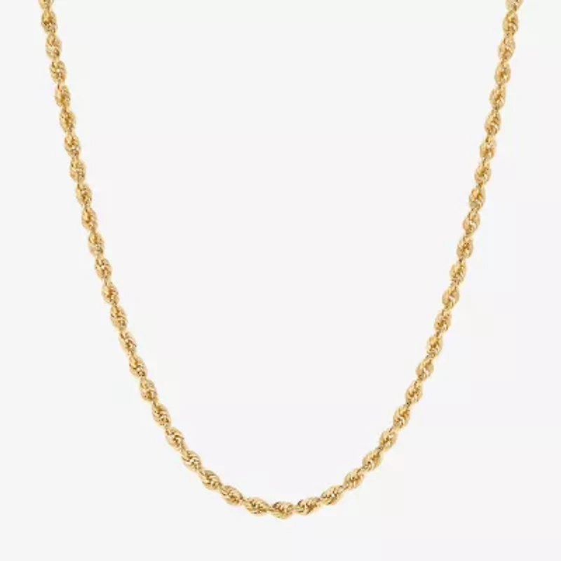 14K Gold 16 - 30 Inch Semi-Solid Sparkle Rope Chain Necklace