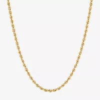 14K Gold 16 - 30 Inch Semi-Solid Sparkle Rope Chain Necklace
