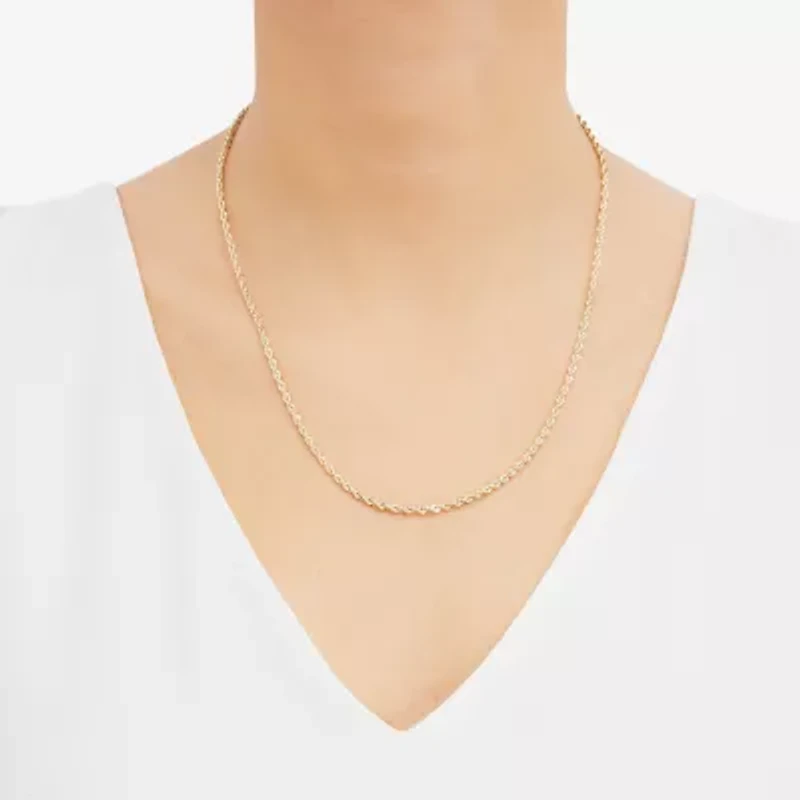 14K Gold 16 - 30 Inch Semi-Solid Sparkle Rope Chain Necklace