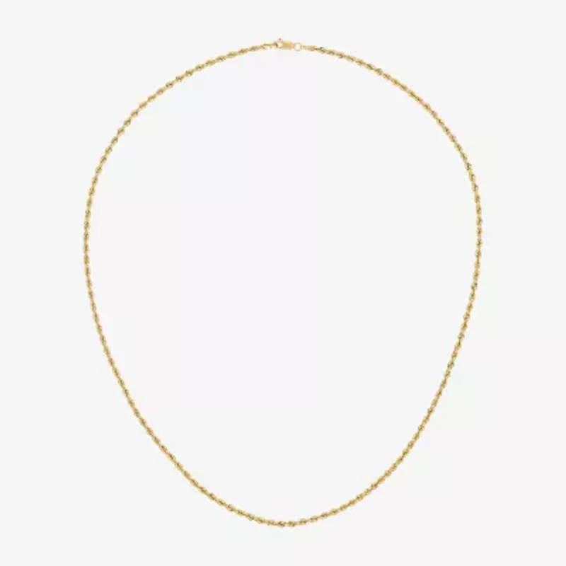 14K Gold 16 - 30 Inch Semi-Solid Sparkle Rope Chain Necklace