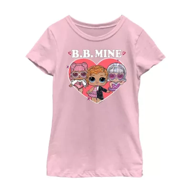 Little & Big Kid Girls Crew Neck Short Sleeve Regular Fit LOL Graphic T-Shirt