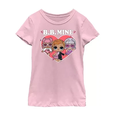 Little & Big Kid Girls Crew Neck Short Sleeve Regular Fit LOL Graphic T-Shirt