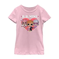 Little & Big Kid Girls Crew Neck Short Sleeve Regular Fit LOL Graphic T-Shirt
