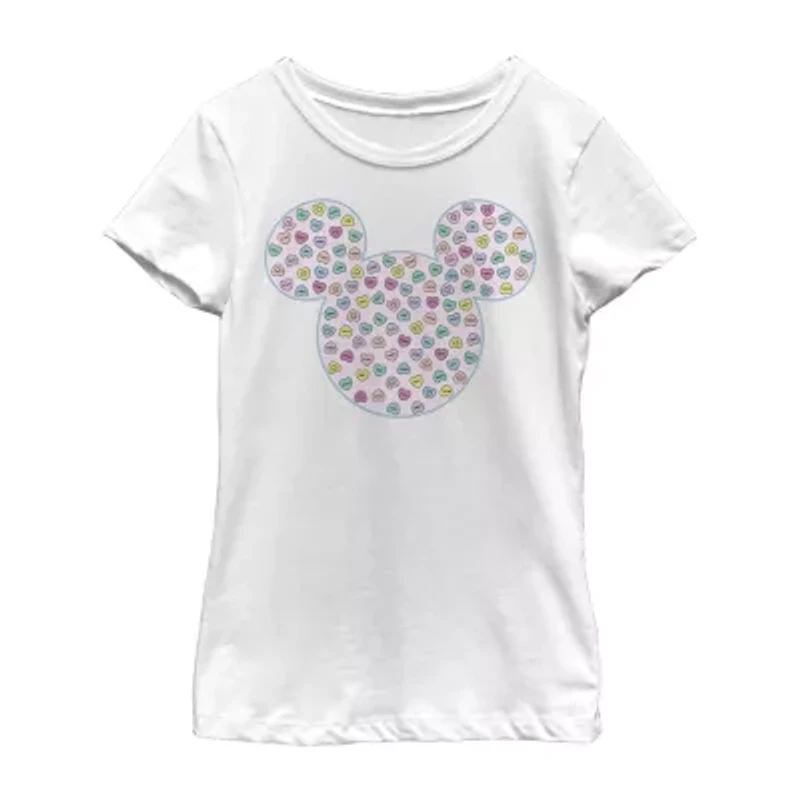 Disney Collection Little & Big Kid Girls Crew Neck Short Sleeve Regular Fit Mickey and Friends Mouse Minnie Graphic T-Shirt
