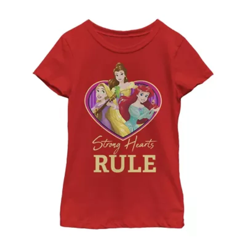 Disney Collection Little & Big Kid Girls Crew Neck Short Sleeve Regular Fit Princess Graphic T-Shirt