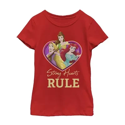 Disney Collection Little & Big Kid Girls Crew Neck Short Sleeve Regular Fit Princess Graphic T-Shirt