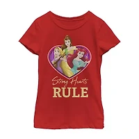 Disney Collection Little & Big Kid Girls Crew Neck Short Sleeve Regular Fit Princess Graphic T-Shirt
