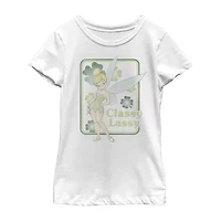 Disney Collection Little & Big Kid Girls Crew Neck Short Sleeve Regular Fit Tinker Bell Graphic T-Shirt