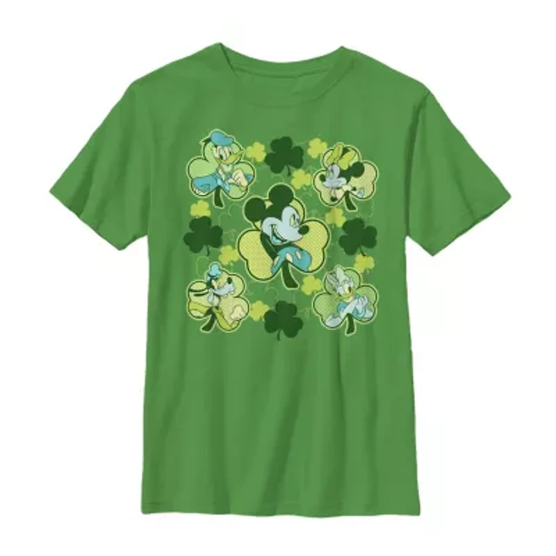 Disney Collection Little & Big Kid Boys Crew Neck Short Sleeve Regular Fit Mickey and Friends Mouse Graphic T-Shirt
