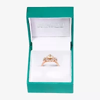 Effy Final Call Womens Genuine Pink Morganite & 1/4 CT. T.W. Natural Diamond 14K Rose Gold Pear Halo Side Stone Cocktail Ring